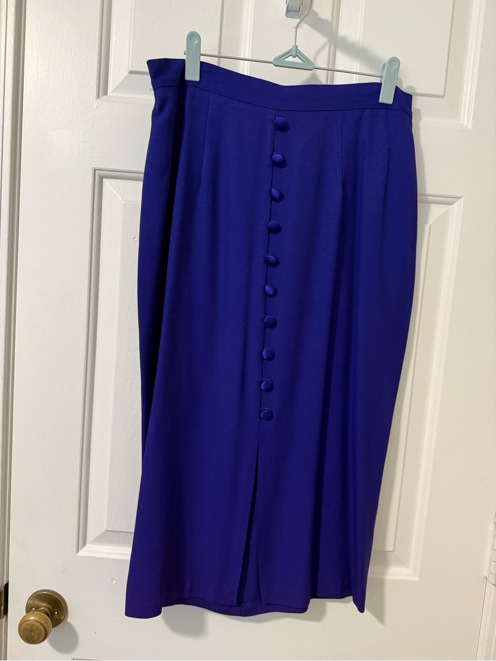 Royal Blue Button-Front Midi Skirt